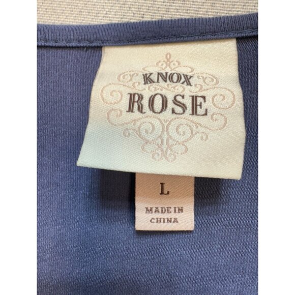 Knox Rose Womens Wrap Surplice Blouse Top Size L Blue Floral Embroidered Boho - Picture 3 of 13